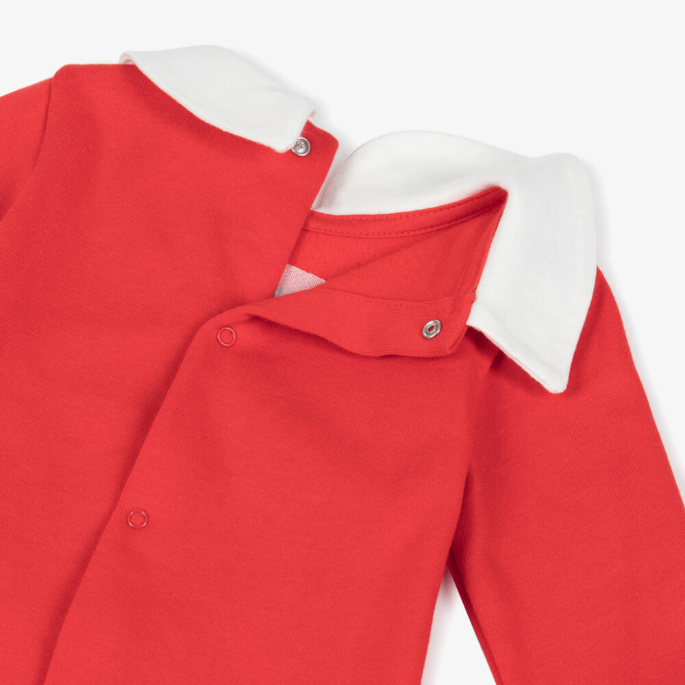 Moschino-Комбинезон красный хлопковый с рождественским мишкой для малышей | Childrensalon