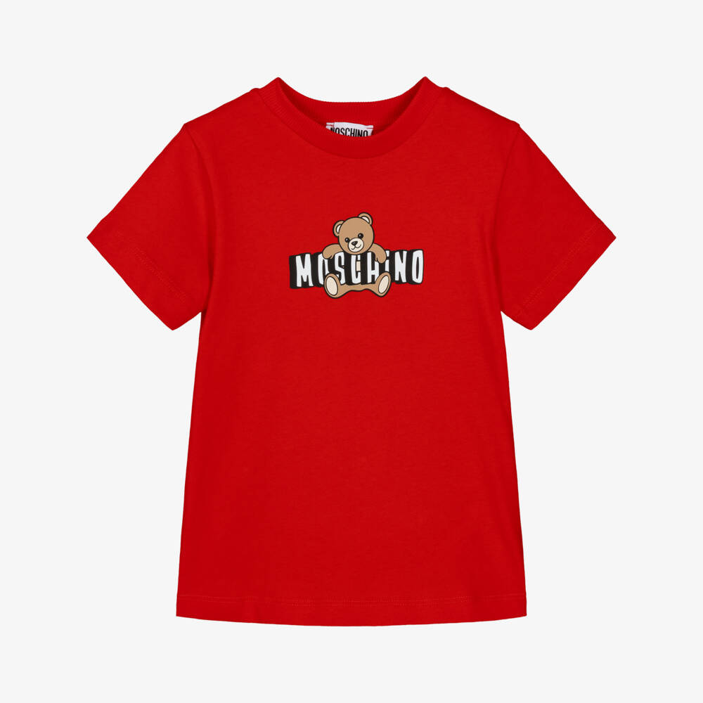 Moschino-Red Cotton Jersey Moschino Bear T-Shirt | Childrensalon