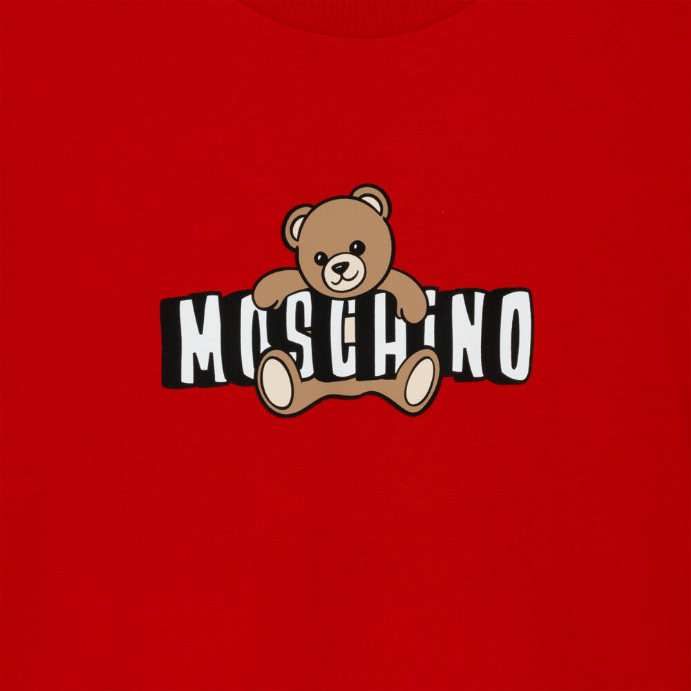 Moschino-Red Cotton Jersey Moschino Bear T-Shirt | Childrensalon