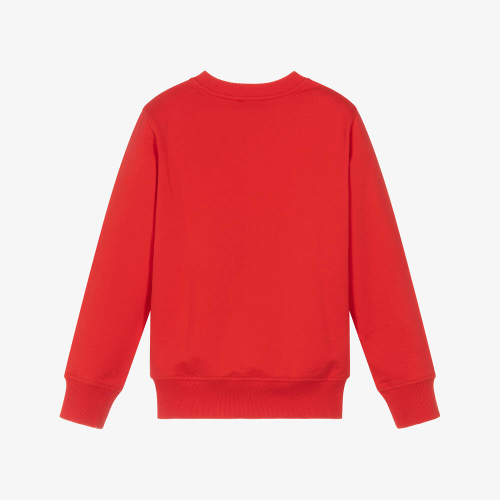 Moschino-Red Cotton Teddy Bear Logo Sweatshirt | Childrensalon