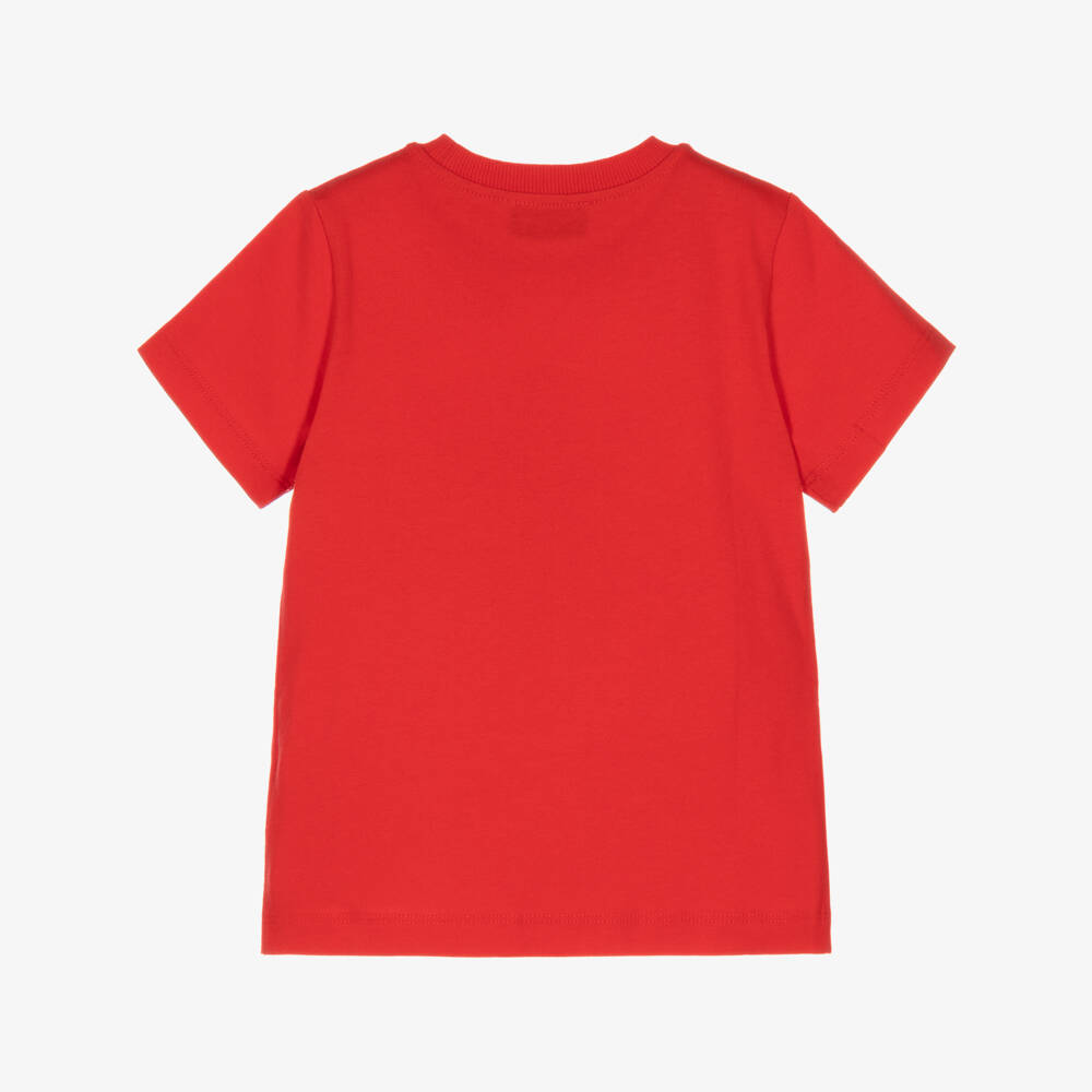Moschino-Red Logo Graphic T-Shirt in Cotton Jersey | Childrensalon