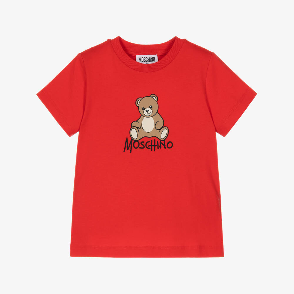 Moschino-Red Logo Graphic T-Shirt in Cotton Jersey | Childrensalon