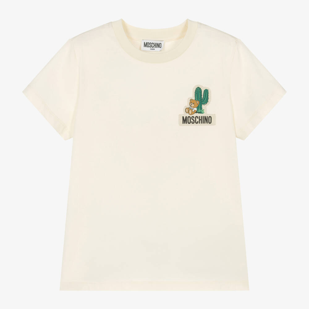 Moschino Kid-Teen - Teen Ivory Cactus Bear Cotton T-Shirt