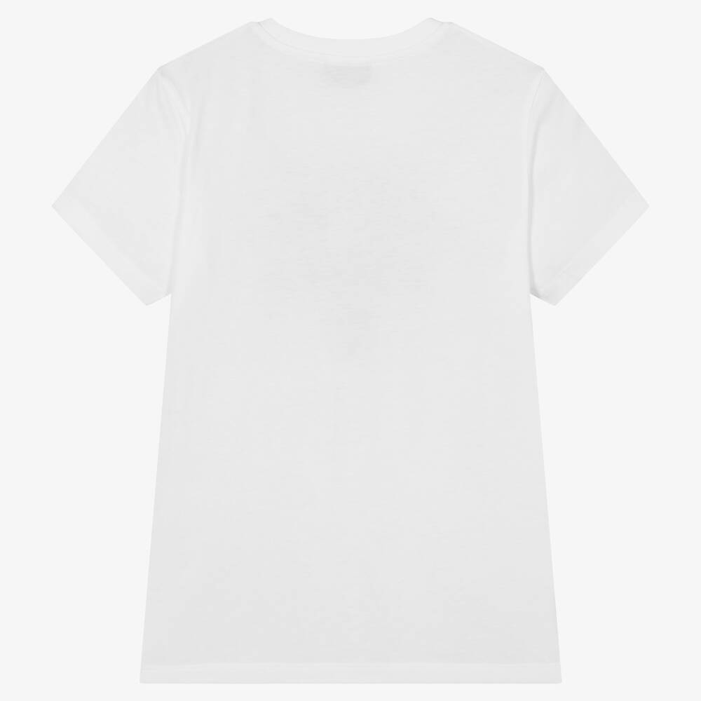 Moschino Kid-Teen-Teen White Cotton Double Smiley T-Shirt | Childrensalon