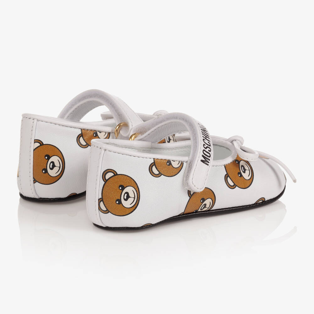Moschino Kid-Teen-White Bear Aop Buckle Pre Walker | Childrensalon
