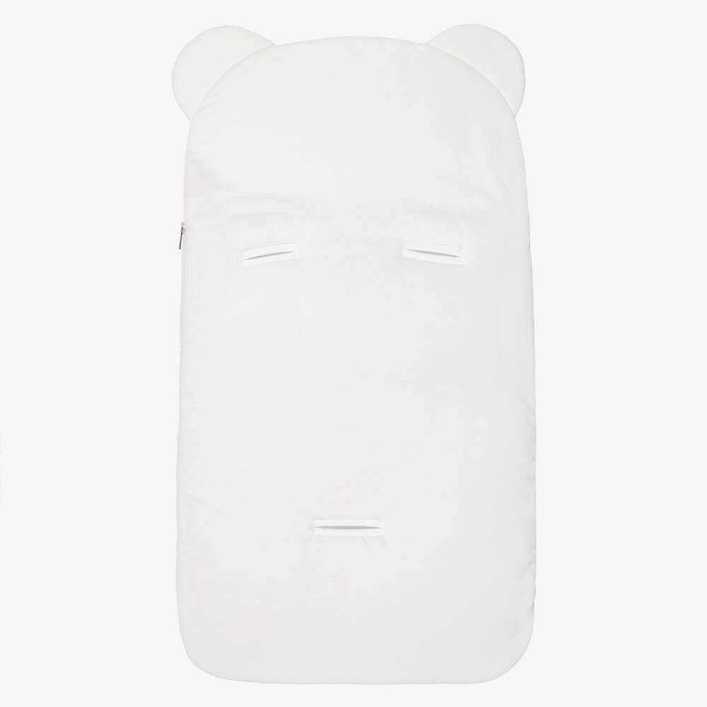 Moschino-White Cotton Baby Nest with Teddy Bear Ears (79cm) | Childrensalon