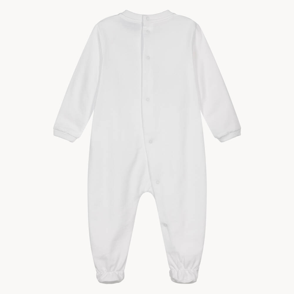 Moschino-White Cotton Babygrow with Teddy Bear & Bubble Print | Childrensalon
