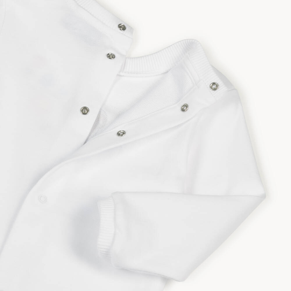 Moschino-White Cotton Babygrow with Teddy Bear & Bubble Print | Childrensalon