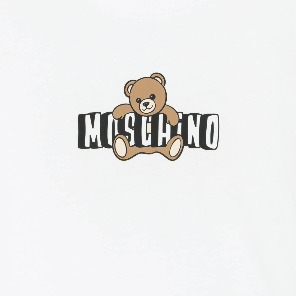 Moschino-White Cotton Jersey Moschino Bear T-Shirt | Childrensalon