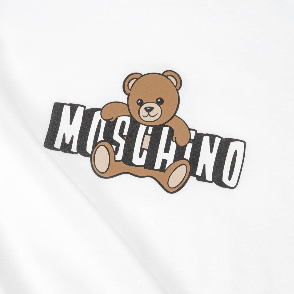 Moschino-White Cotton Jersey Moschino Bear T-Shirt | Childrensalon