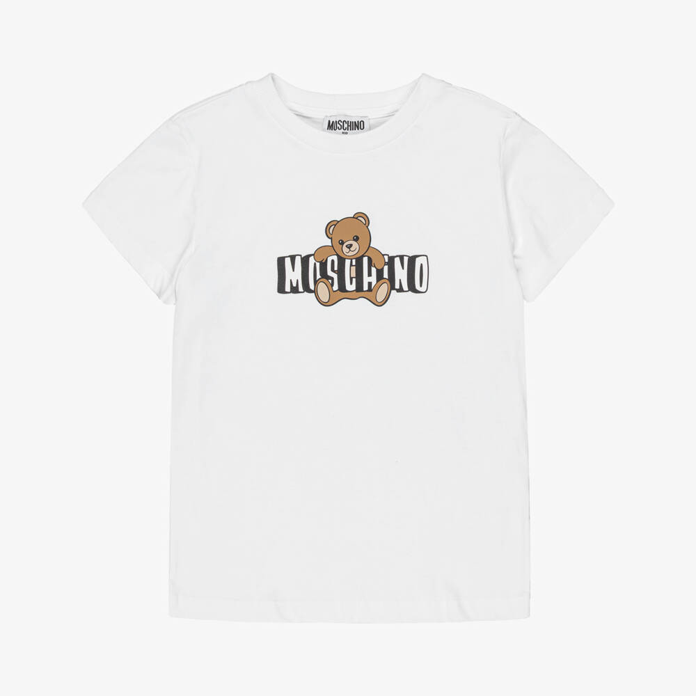 Moschino-White Cotton Jersey Moschino Bear T-Shirt | Childrensalon
