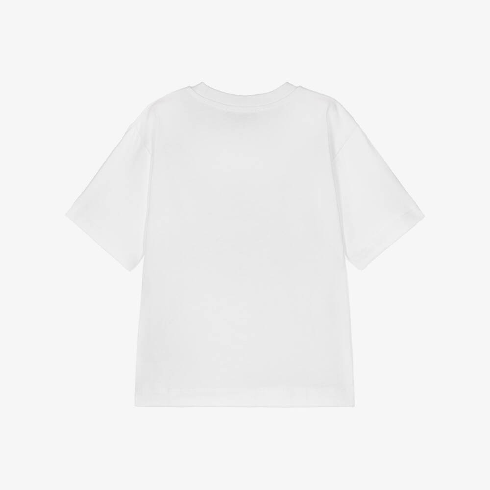 Moschino-White Cotton Jersey T-Shirt with Bear Graphic | Childrensalon
