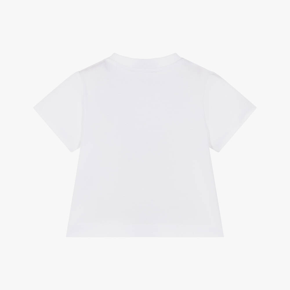 Moschino-White Cotton Jersey T-Shirt with Teddy Bear Logo | Childrensalon