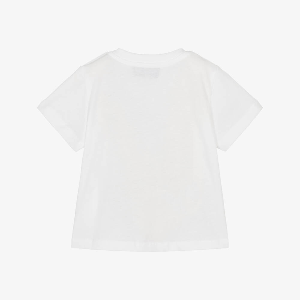 Moschino-White Cotton T-Shirt with Colourful Bubble Print | Childrensalon