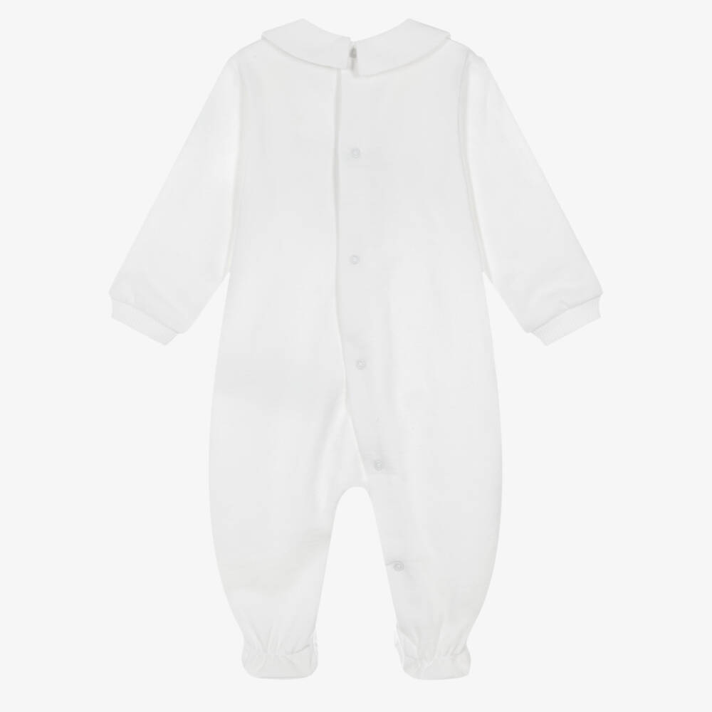 Moschino-White Cotton Teddy Bear Babygrow | Childrensalon