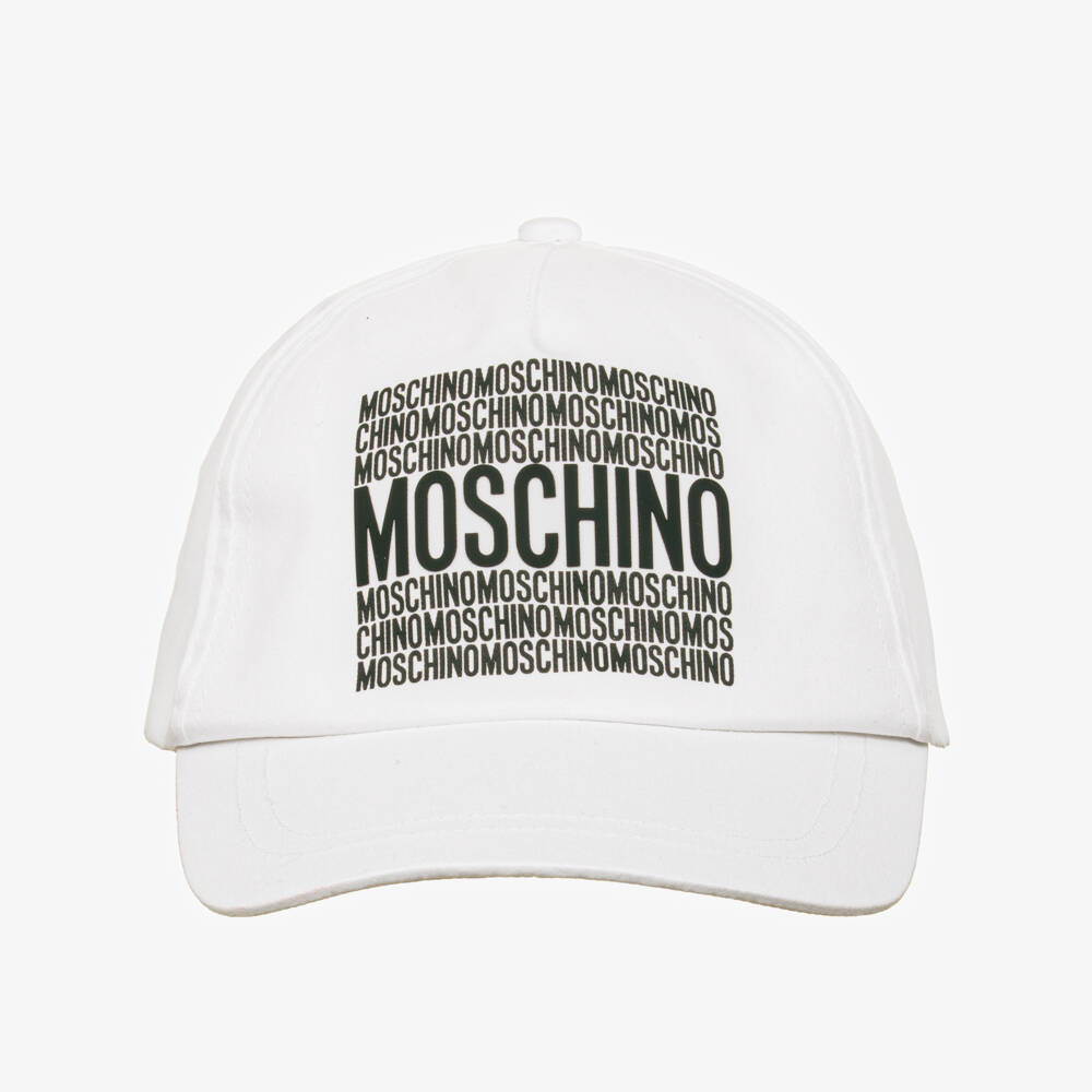 Moschino-White Repeat Logo Cotton Twill Cap | Childrensalon