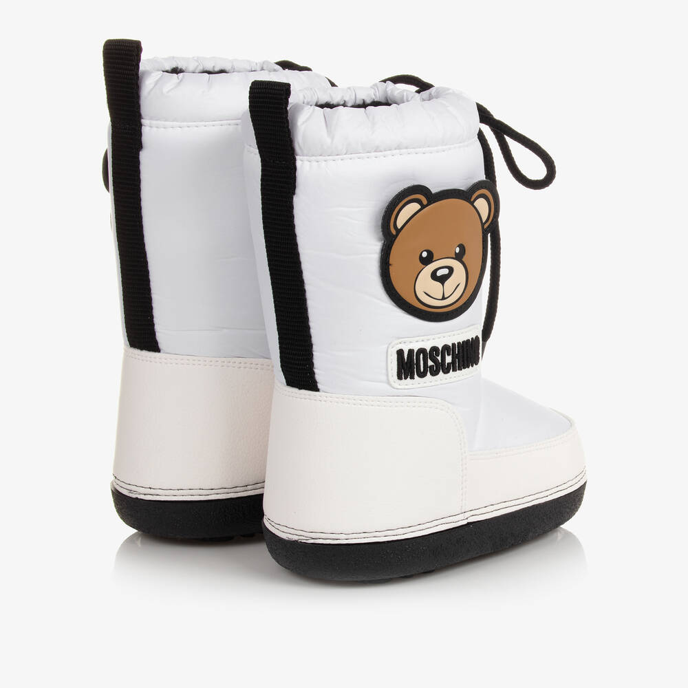 Moschino-White Teddy Bear Snow Boots | Childrensalon