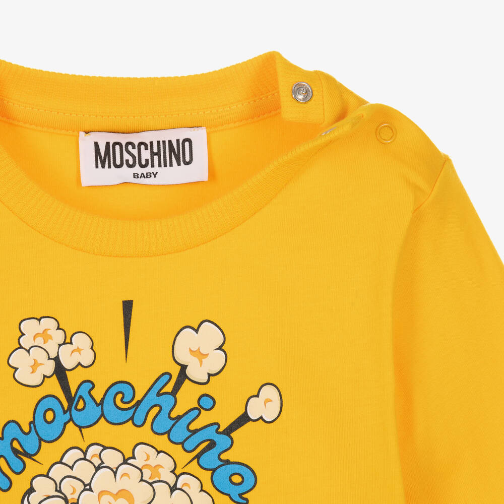 Moschino-Yellow Cotton Top with Popcorn Graphic | Childrensalon