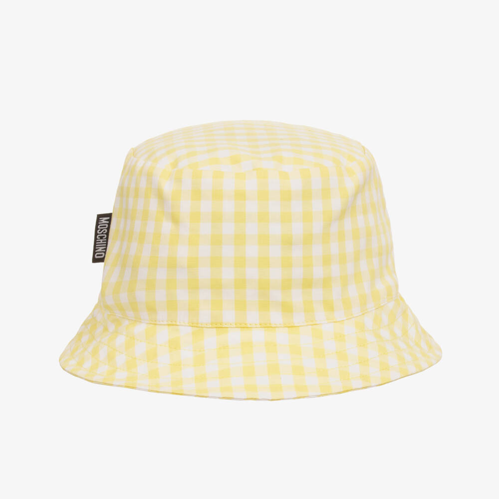 Moschino-Yellow Gingham Teddy Bear Sun Hat | Childrensalon