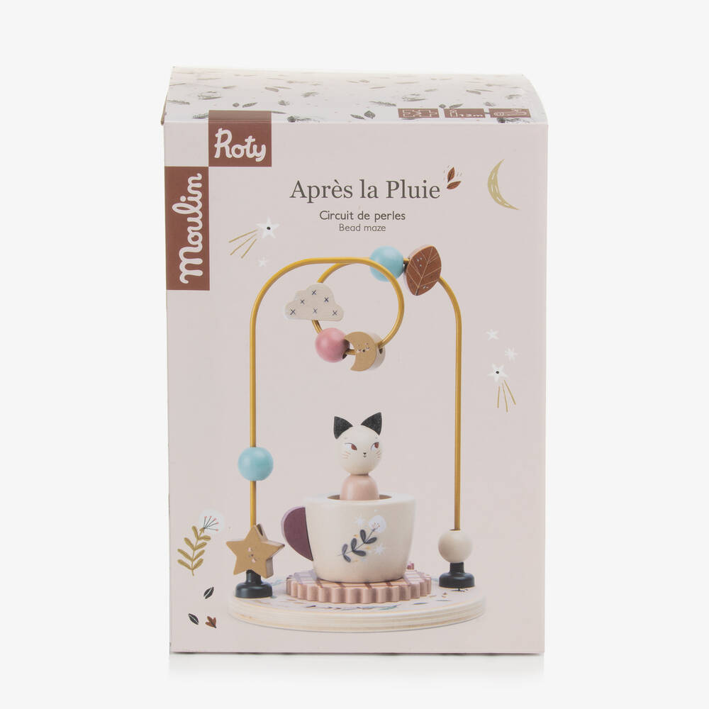 Moulin Roty-Beige & Pink Bead Activity Toy (23cm) | Childrensalon