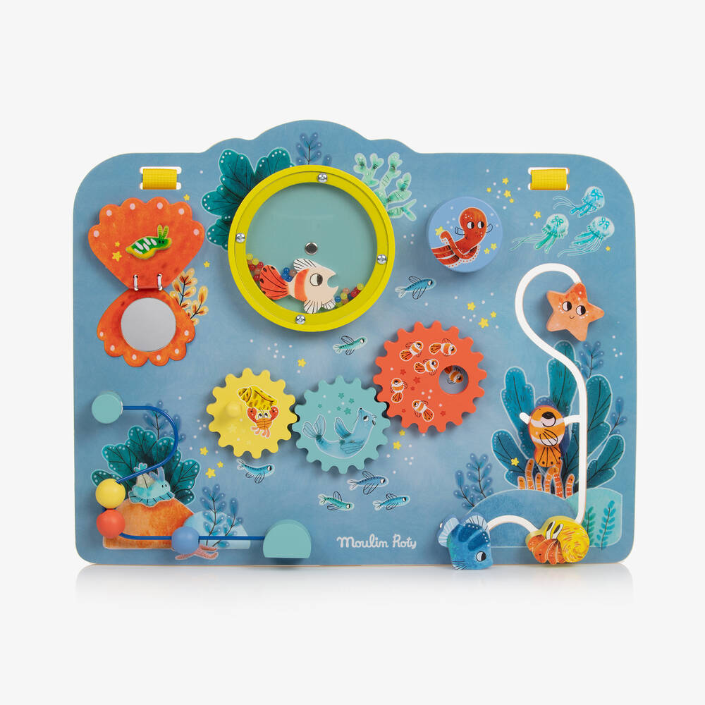 Moulin Roty-Blue Wooden Sealife Activity Board (41cm) | Childrensalon
