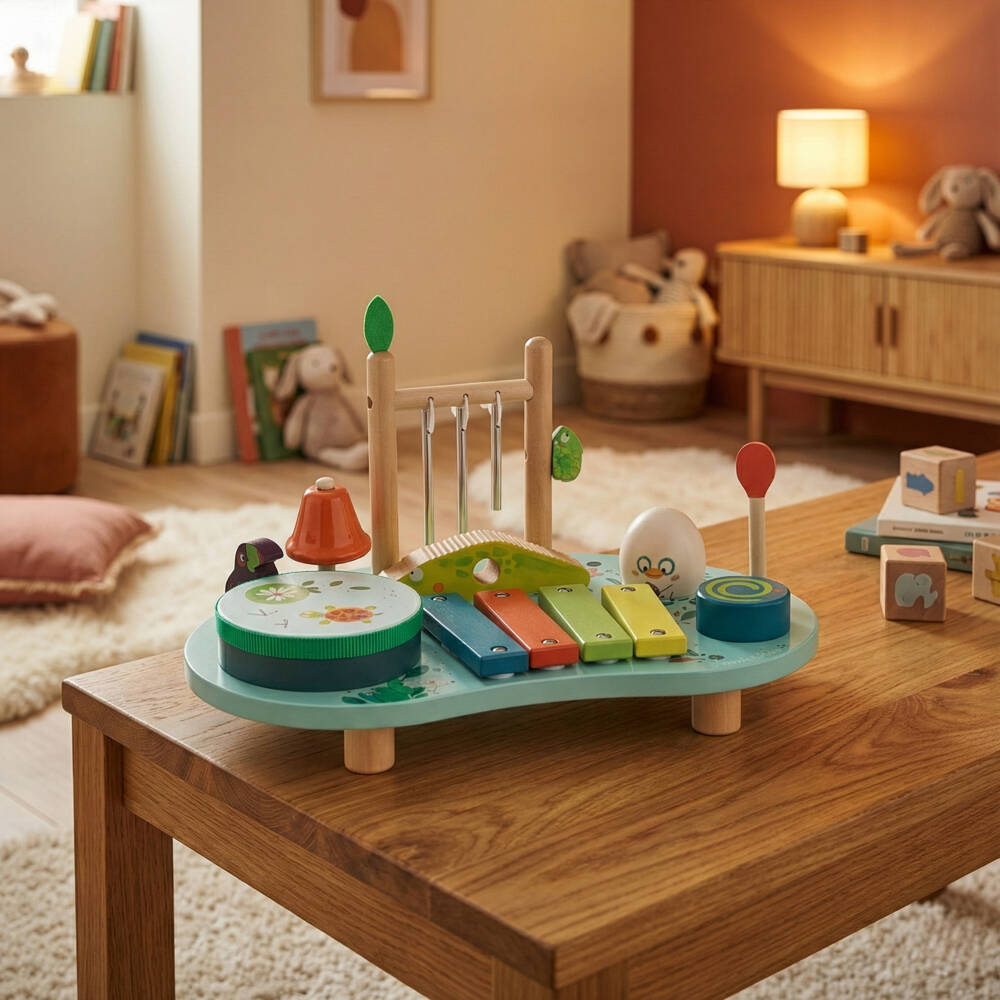 Moulin Roty-Jungle Multi-Activity Musical Table (33cm) | Childrensalon