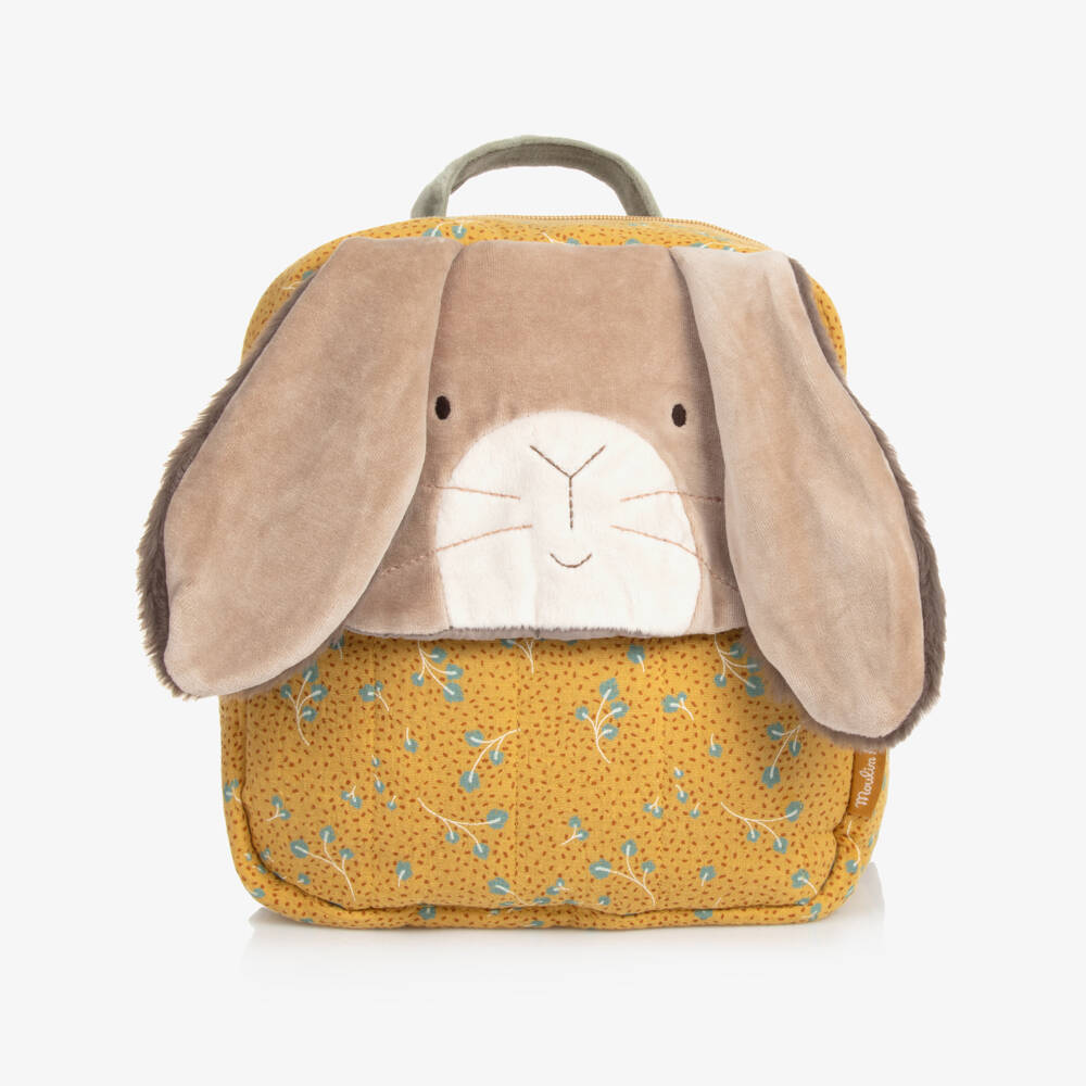 Moulin Roty-Желтый рюкзак Кролик с цветами (24см) | Childrensalon