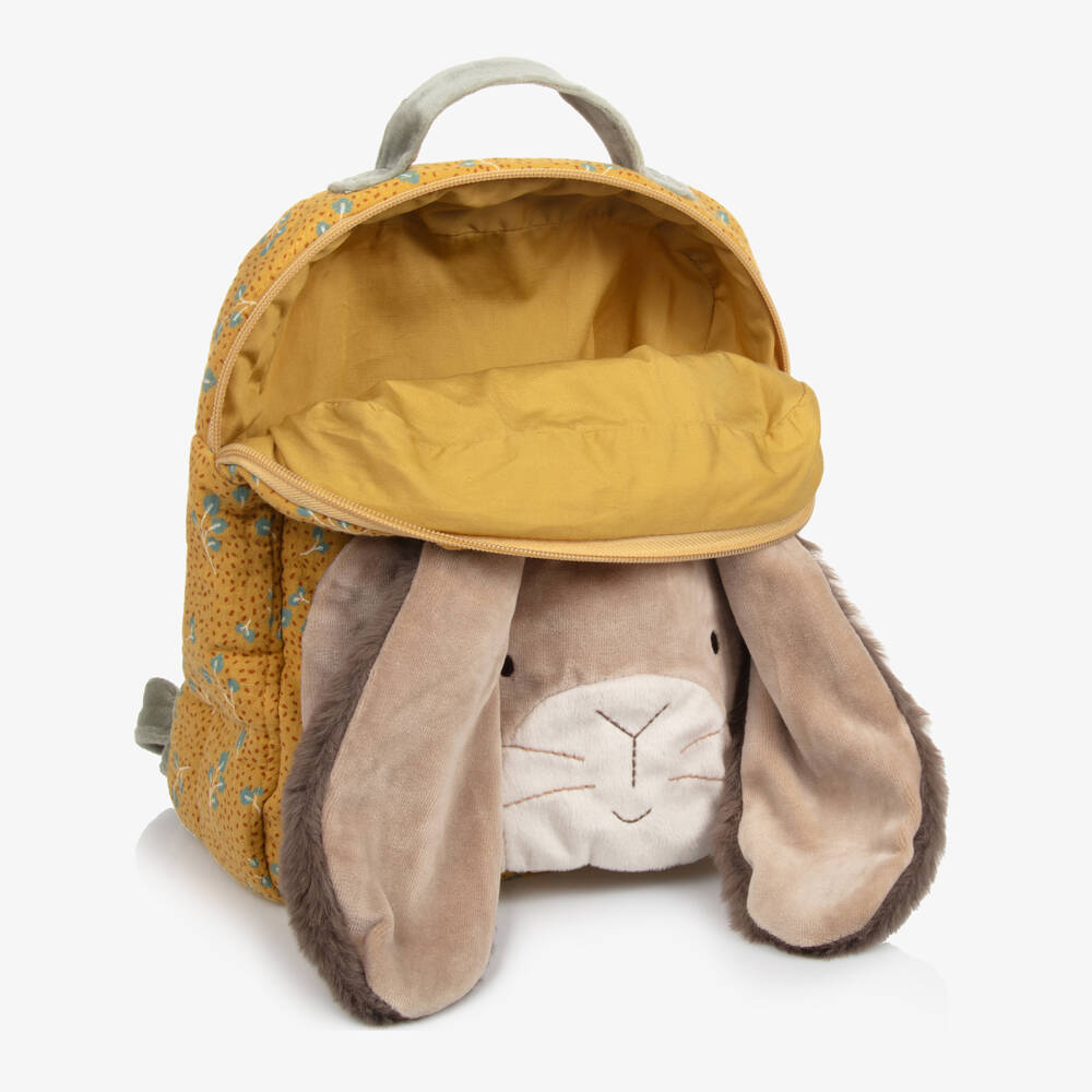 Moulin Roty-Yellow Floral Bunny Backpack (24cm) | Childrensalon