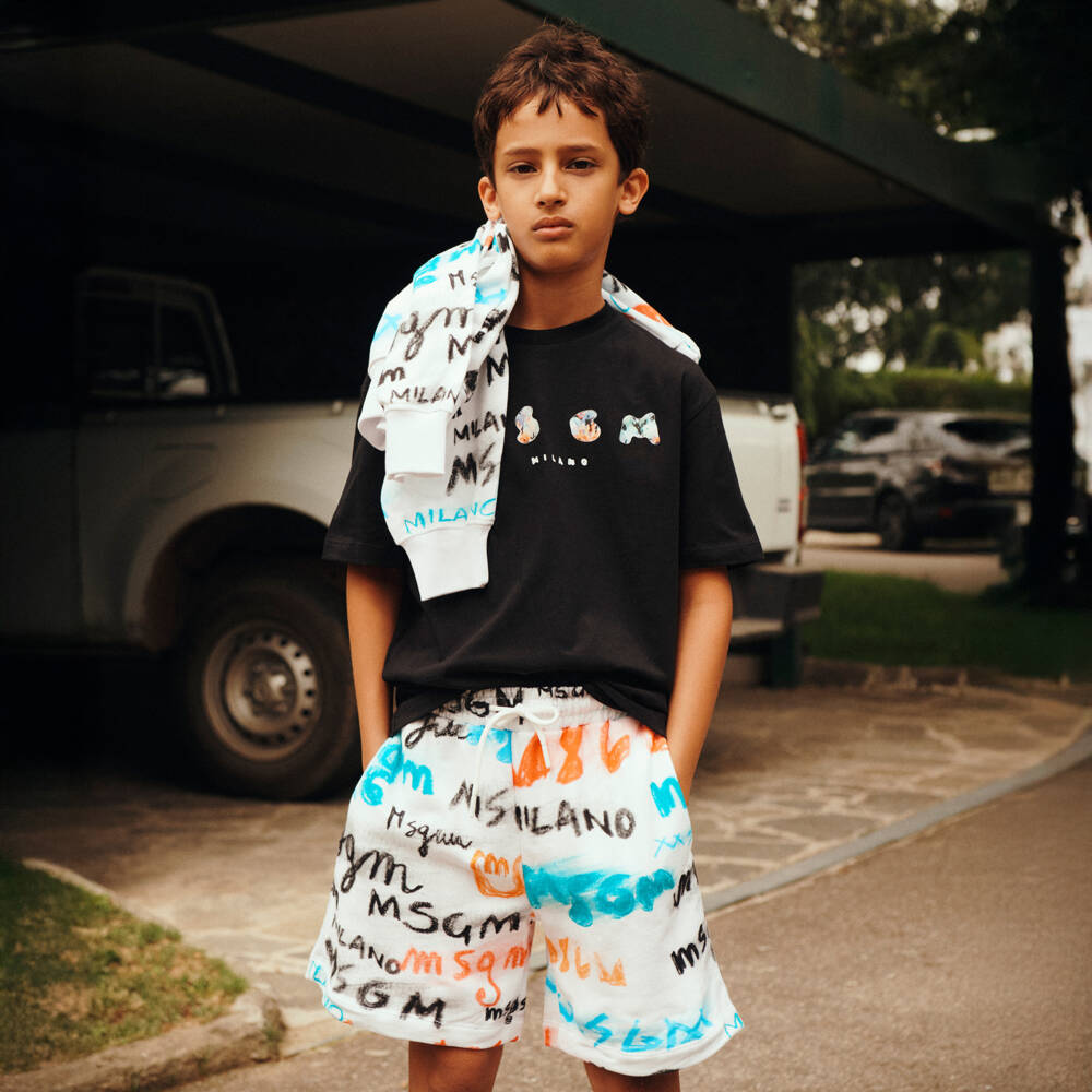 Msgm Kids Boys Shorts In Offwhite main image 0