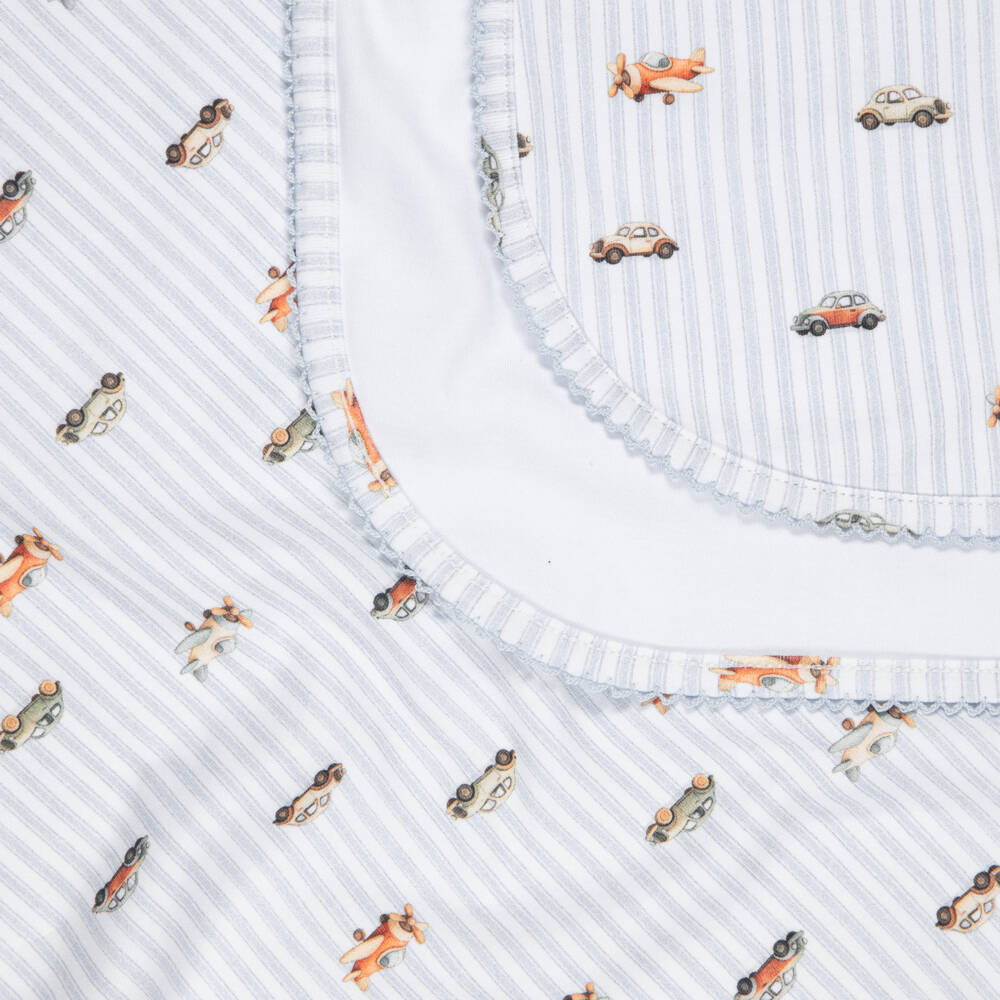 My Little Pie-Baby Boys Velvet Blue Striped Supima Cotton Blanket (80cm) | Childrensalon
