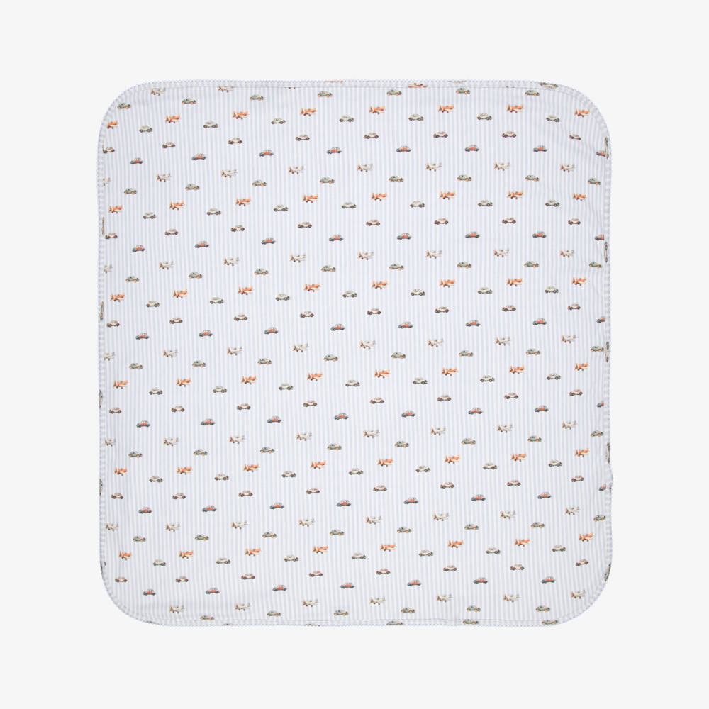 My Little Pie-Baby Boys Velvet Blue Striped Supima Cotton Blanket (80cm) | Childrensalon