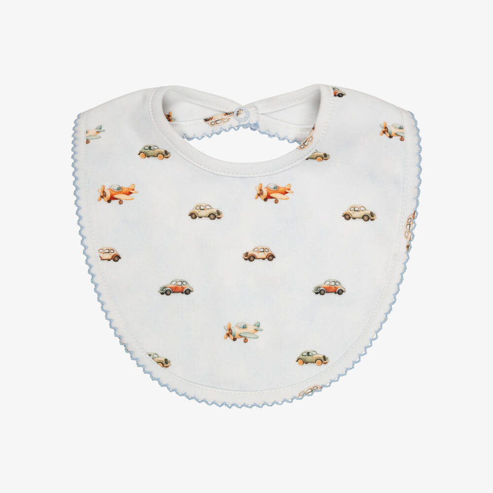 My Little Pie-Baby Boys Velvet Blue Watercolour Supima Cotton Bib  | Childrensalon