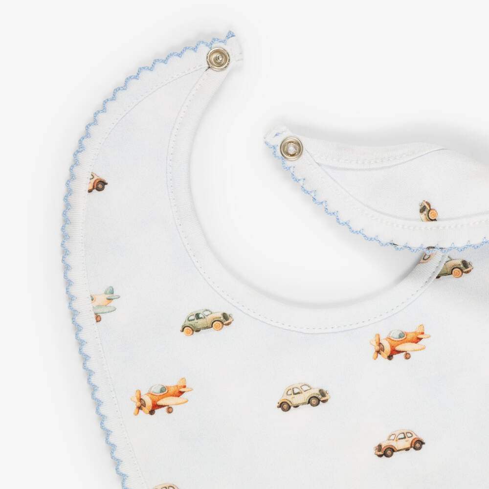 My Little Pie-Baby Boys Velvet Blue Watercolour Supima Cotton Bib | Childrensalon