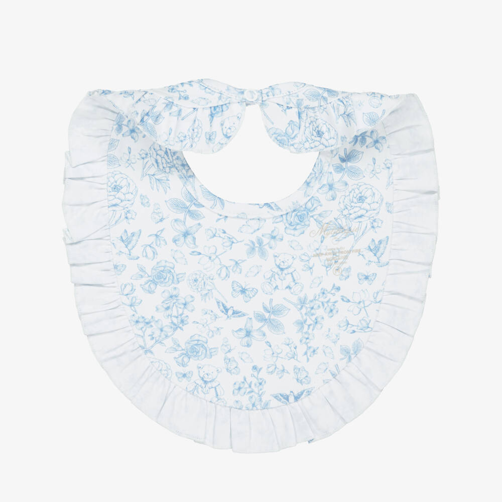 My Little Pie-Baby Girls Blue & White Supima Cotton Chloe Bib | Childrensalon