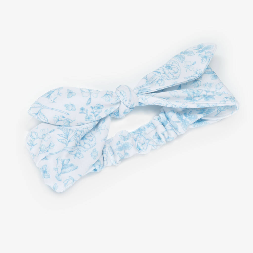 My Little Pie-Baby Girls Blue & White Supima Cotton Chloe Headband | Childrensalon