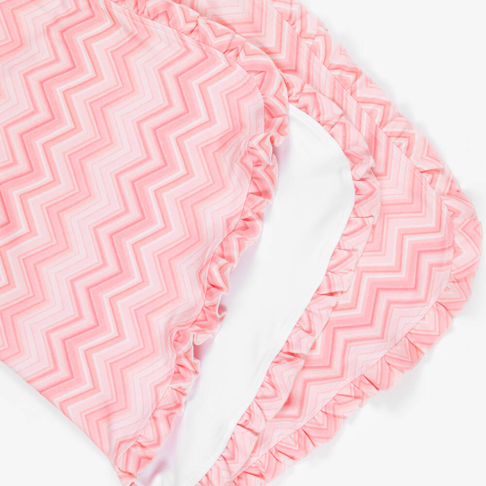 My Little Pie-Baby Girls Pink Zigzag Print Supima Cotton Blanket (82cm) | Childrensalon