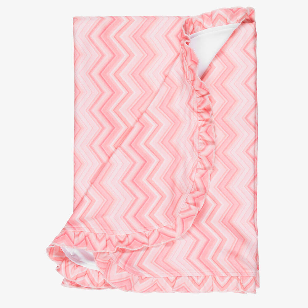 My Little Pie-Baby Girls Pink Zigzag Print Supima Cotton Blanket (82cm) | Childrensalon
