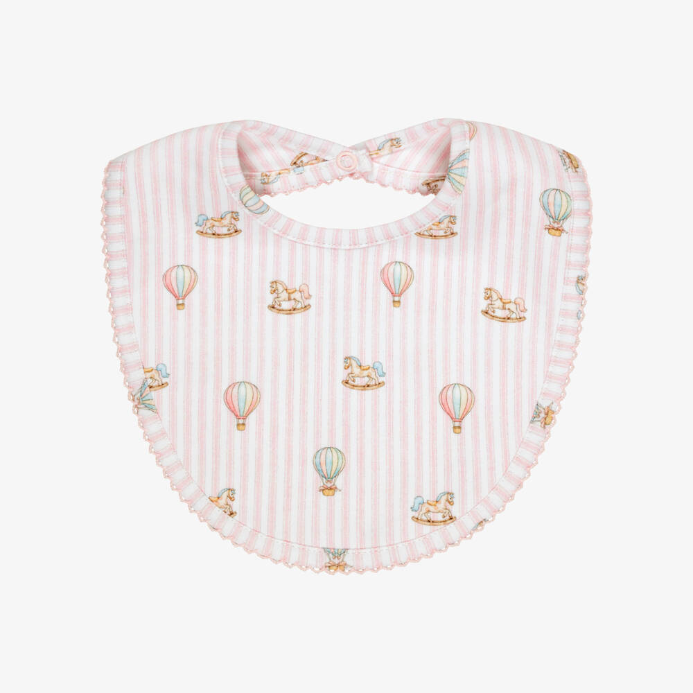 My Little Pie-Baby Girls Velvet Pink Striped Supima Cotton Bib | Childrensalon