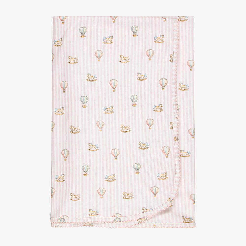 My Little Pie-Baby Girls Velvet Pink Striped Supima Cotton Blanket (80cm) | Childrensalon