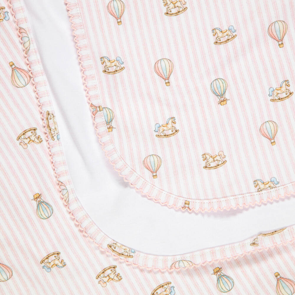 My Little Pie-Baby Girls Velvet Pink Striped Supima Cotton Blanket (80cm) | Childrensalon
