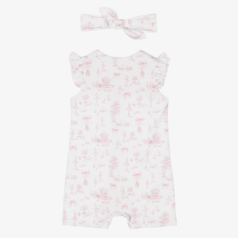 My Little Pie-Baby Girls White & Pink Supima Cotton Swan Lake Shortie Set | Childrensalon