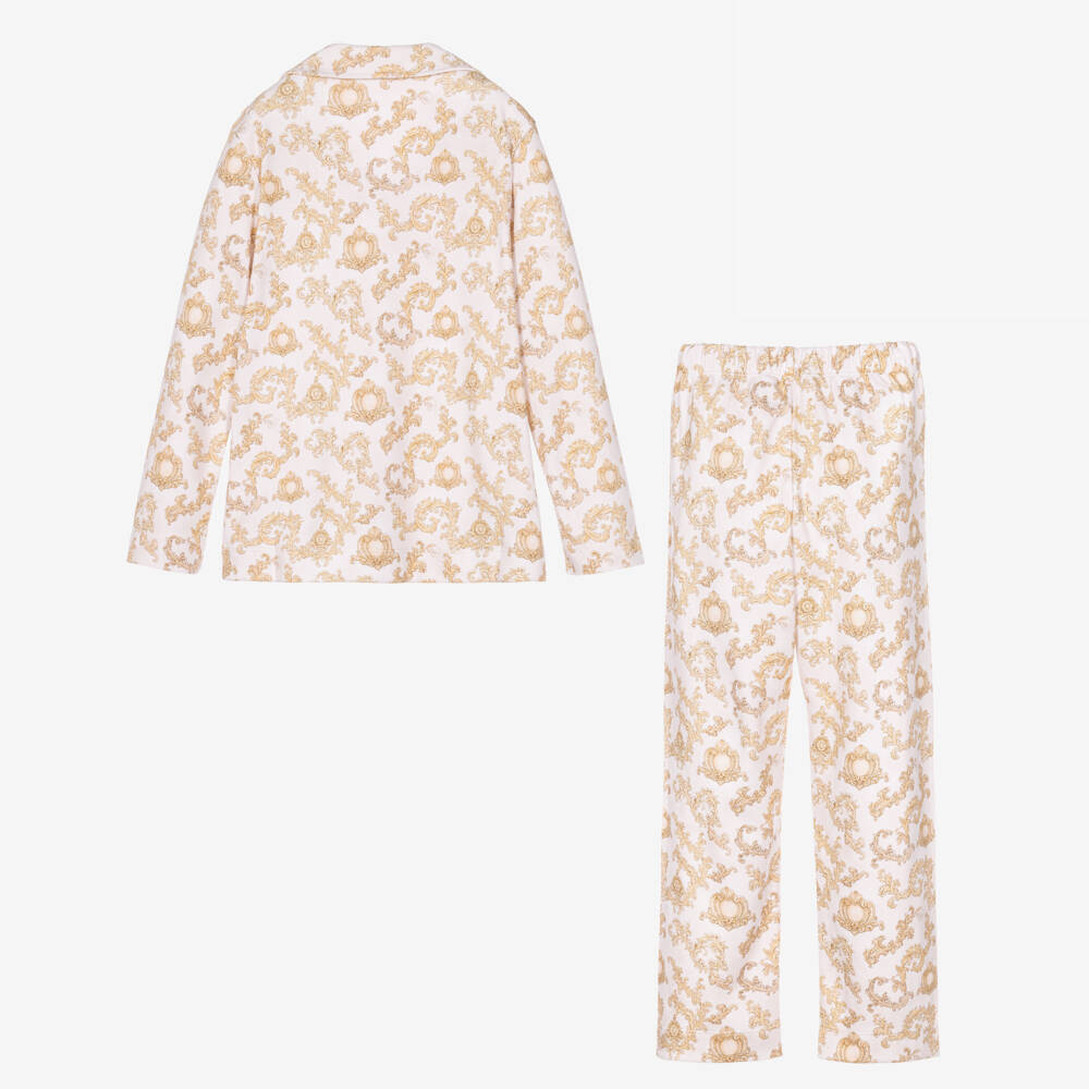 My Little Pie-Beige Baroque Print Supima Cotton Pyjamas | Childrensalon