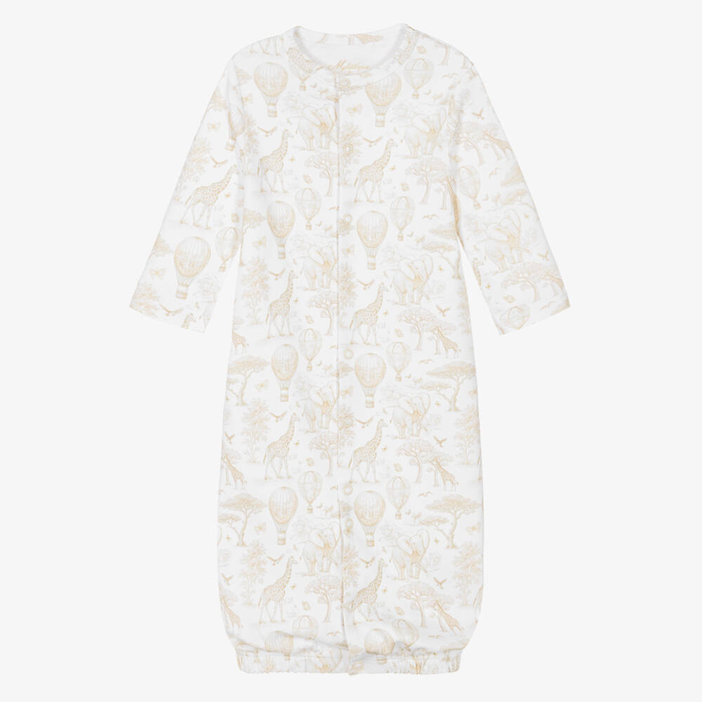 My Little Pie-Beige Supima African Animals Toile de Jouy Converter Gown | Childrensalon
