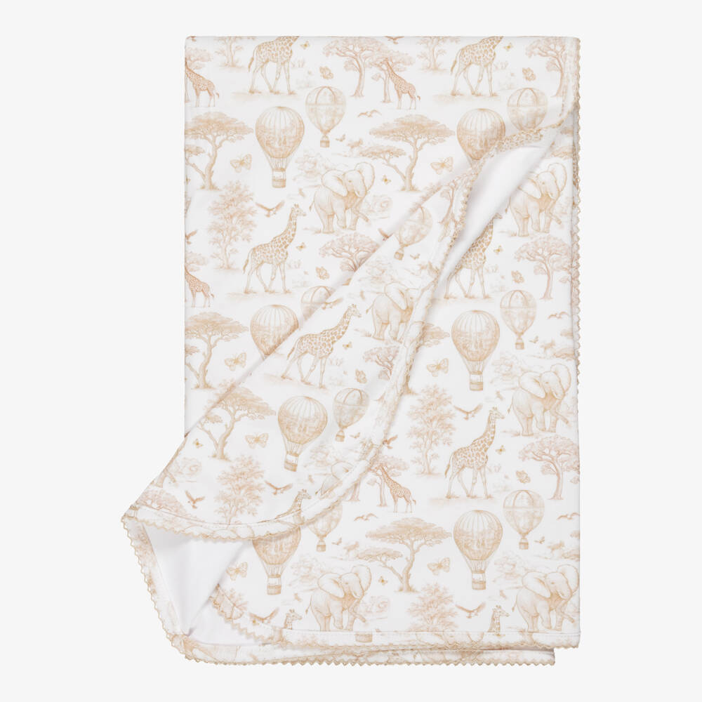My Little Pie-Beige Supima Cotton Toile de Jouy Africa Blanket (80cm) | Childrensalon