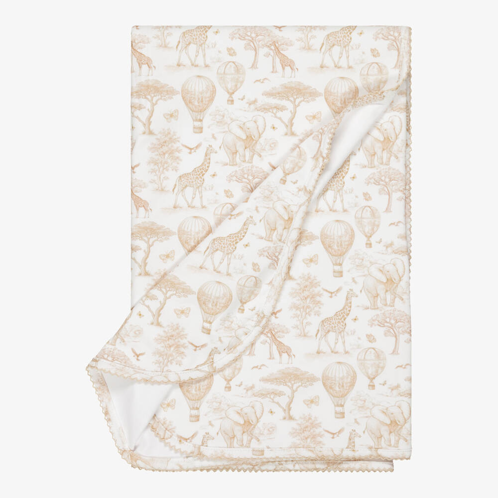 My Little Pie-Beige Supima Cotton Toile de Jouy Africa Blanket (80cm) | Childrensalon
