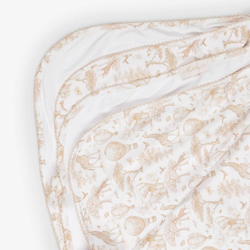 My Little Pie-Beige Supima Cotton Toile de Jouy Africa Blanket (80cm) | Childrensalon