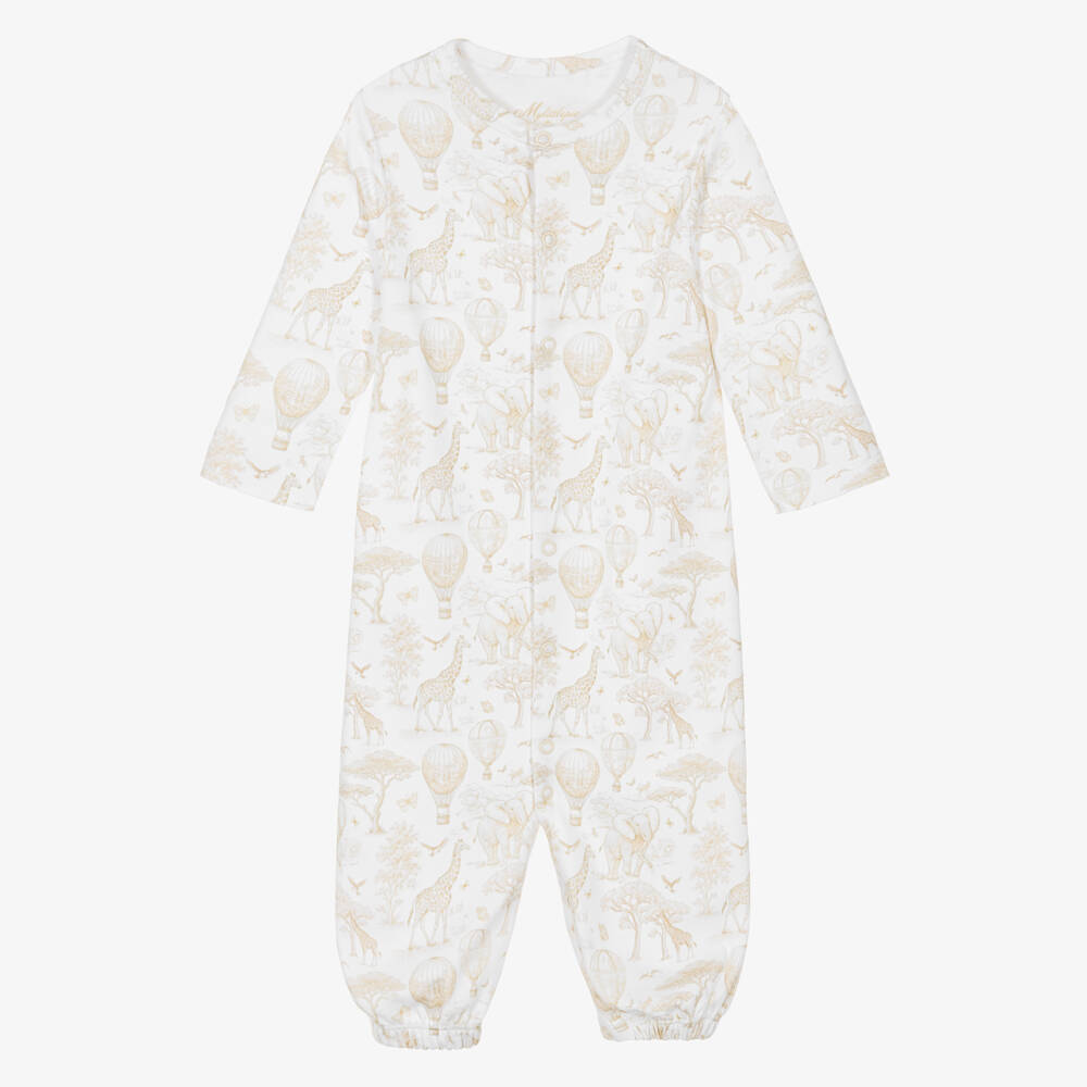 My Little Pie-Beige Supima African Animals Toile de Jouy Converter Gown | Childrensalon