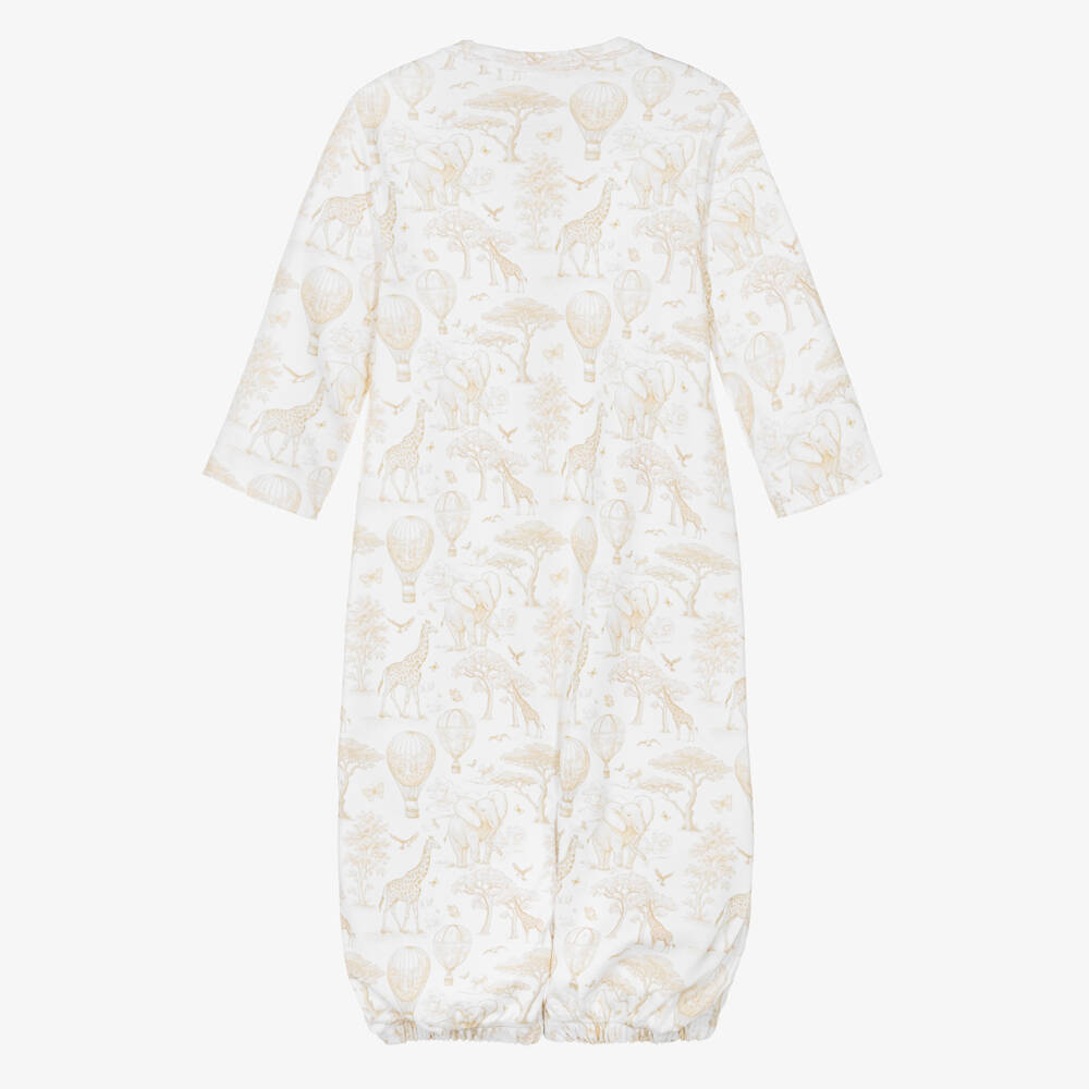 My Little Pie-Beige Supima African Animals Toile de Jouy Converter Gown | Childrensalon