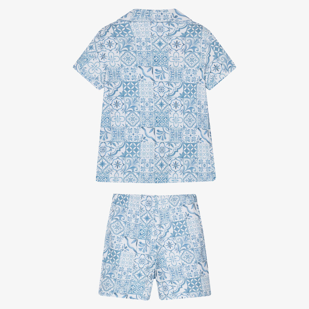 My Little Pie-Blue Amalfi Print Supima Cotton Short Pyjamas | Childrensalon
