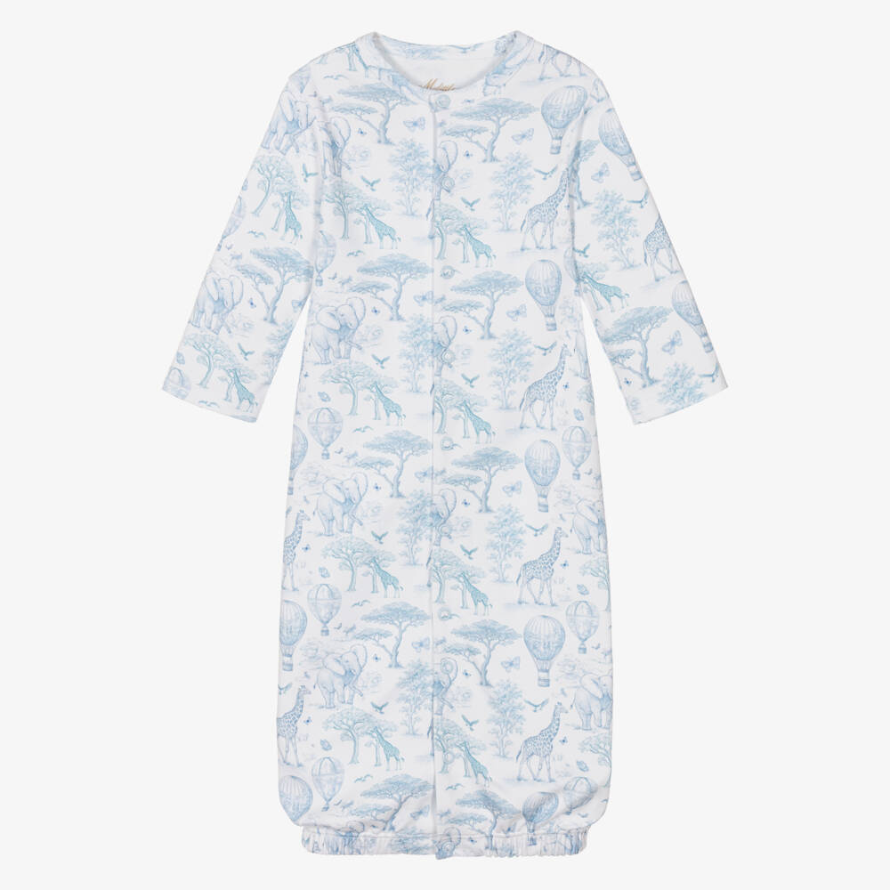 My Little Pie-Blue Supima African Animals Toile de Jouy Converter Gown | Childrensalon